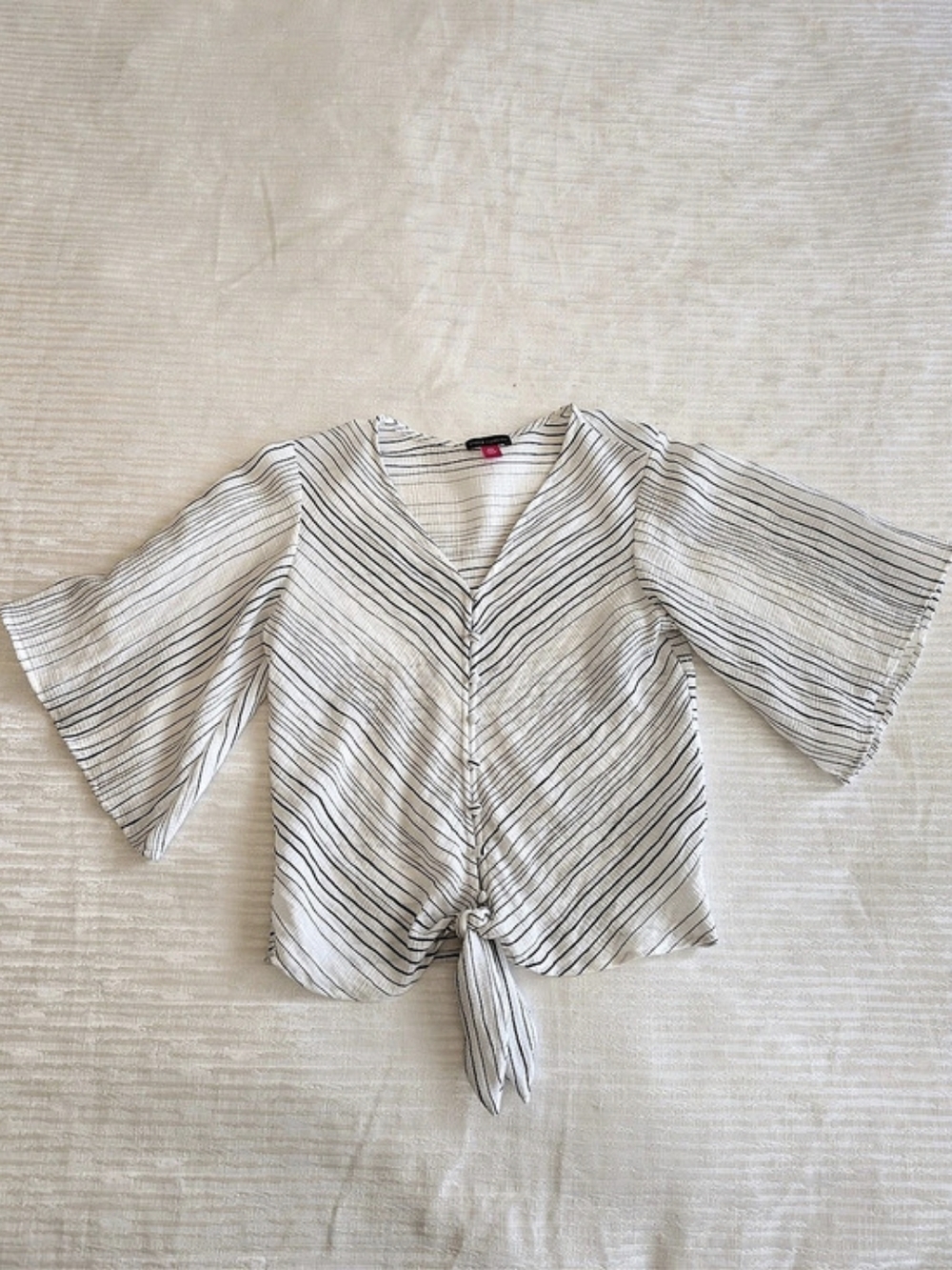 Black and White Stripe Bell Sleeve Top